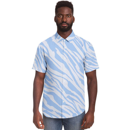 Blue sky zebra  short sleeve button down shirt