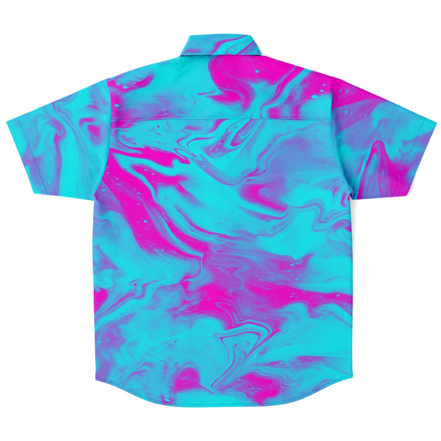Purple blue trippy short sleeve button down shirt