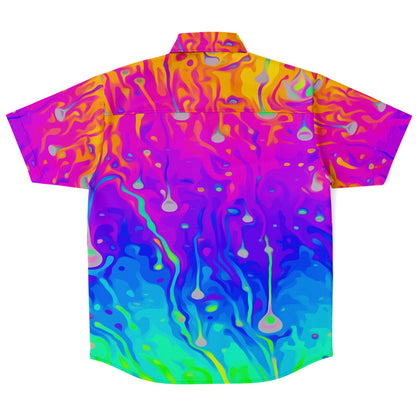 Acid trip short sleeve button down shirt