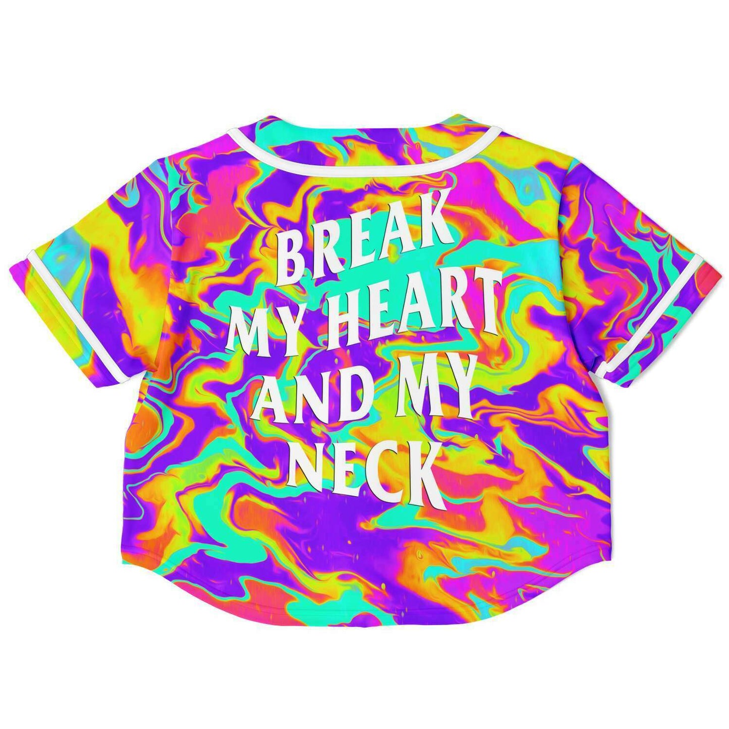Break my heatt and my neck crop top baseball jersey