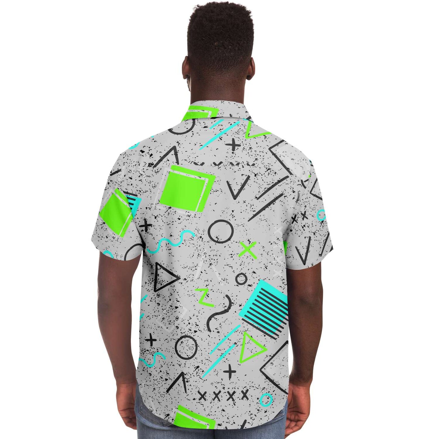 Geometric short sleeve button down shirt