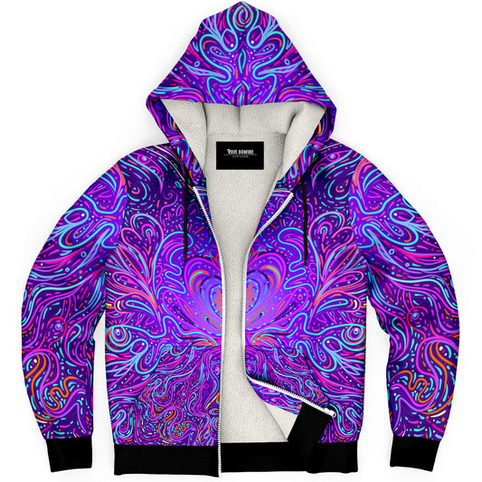 Trippy psychedelic microfleece zip-up hoodie