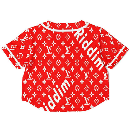LV x  Riddim crop top baseball jersey