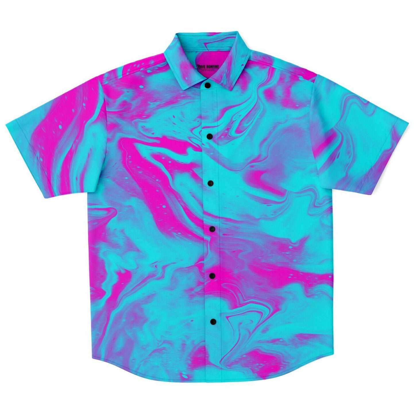 Purple blue trippy short sleeve button down shirt