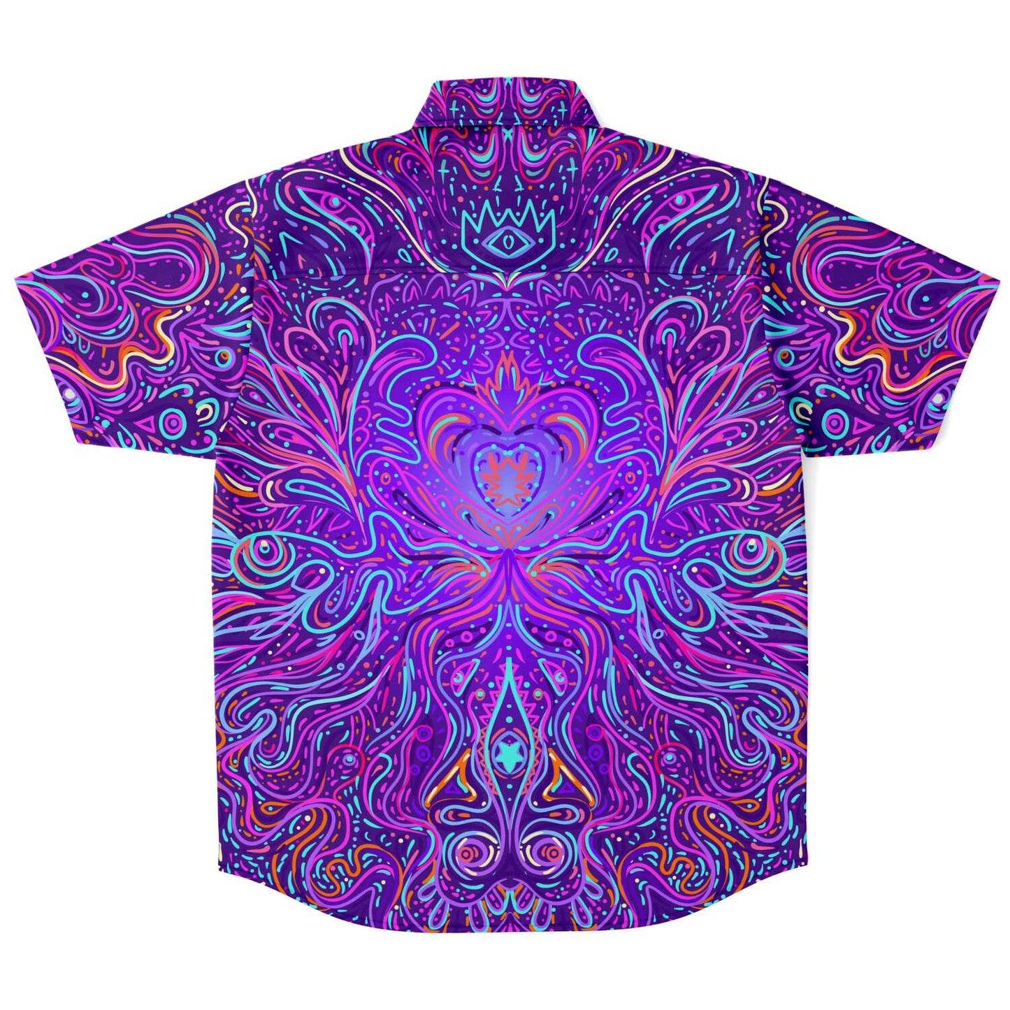 Trippy psychedelic short sleeve down shirt