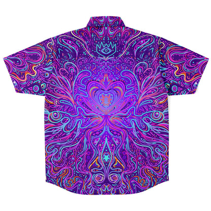 Trippy psychedelic short sleeve down shirt