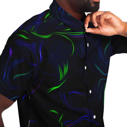 Colorful liquid short sleeve button down shirt