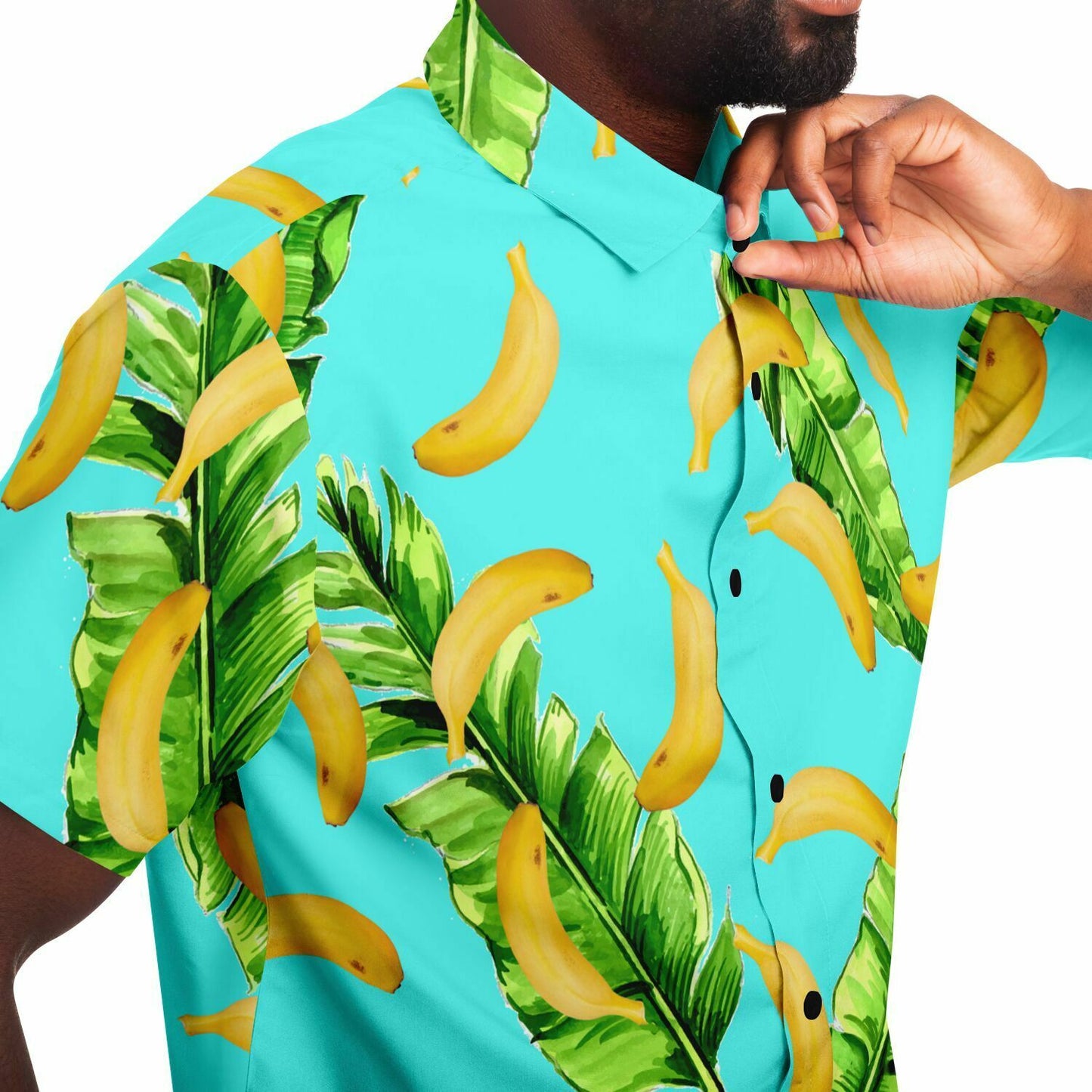 Bananas leaves short sleeve button down shirt