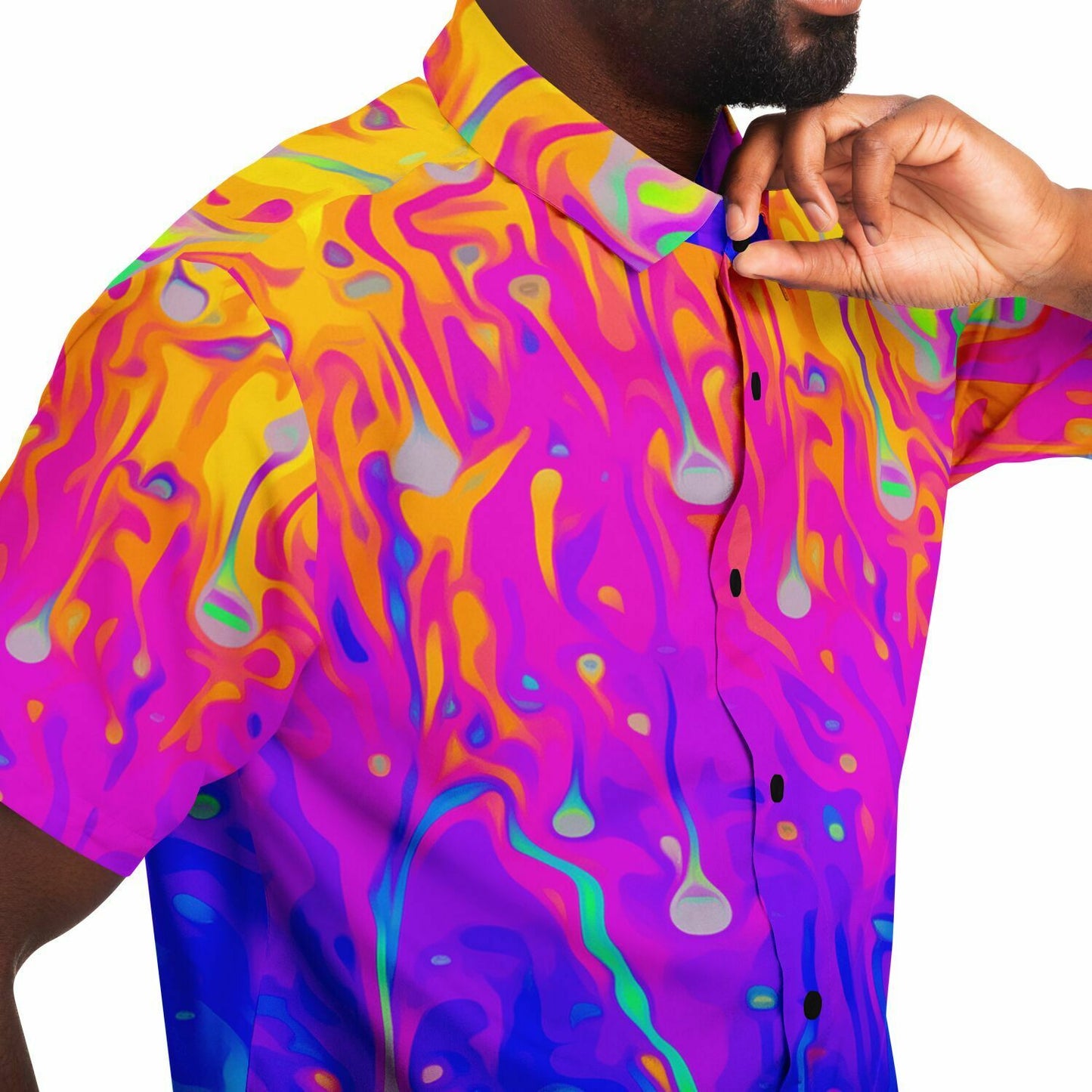 Acid trip short sleeve button down shirt