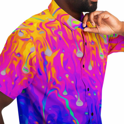Acid trip short sleeve button down shirt