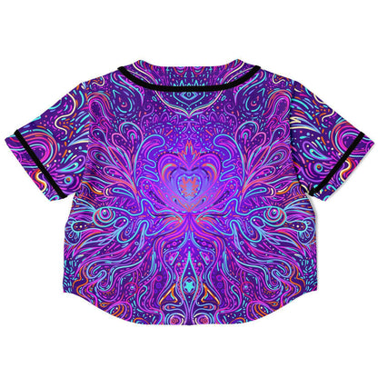Trippy psychedelic crop top baseball jersey