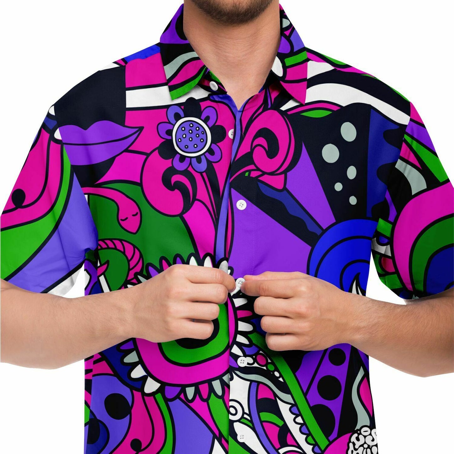 Lost minds short sleeve button down shirt