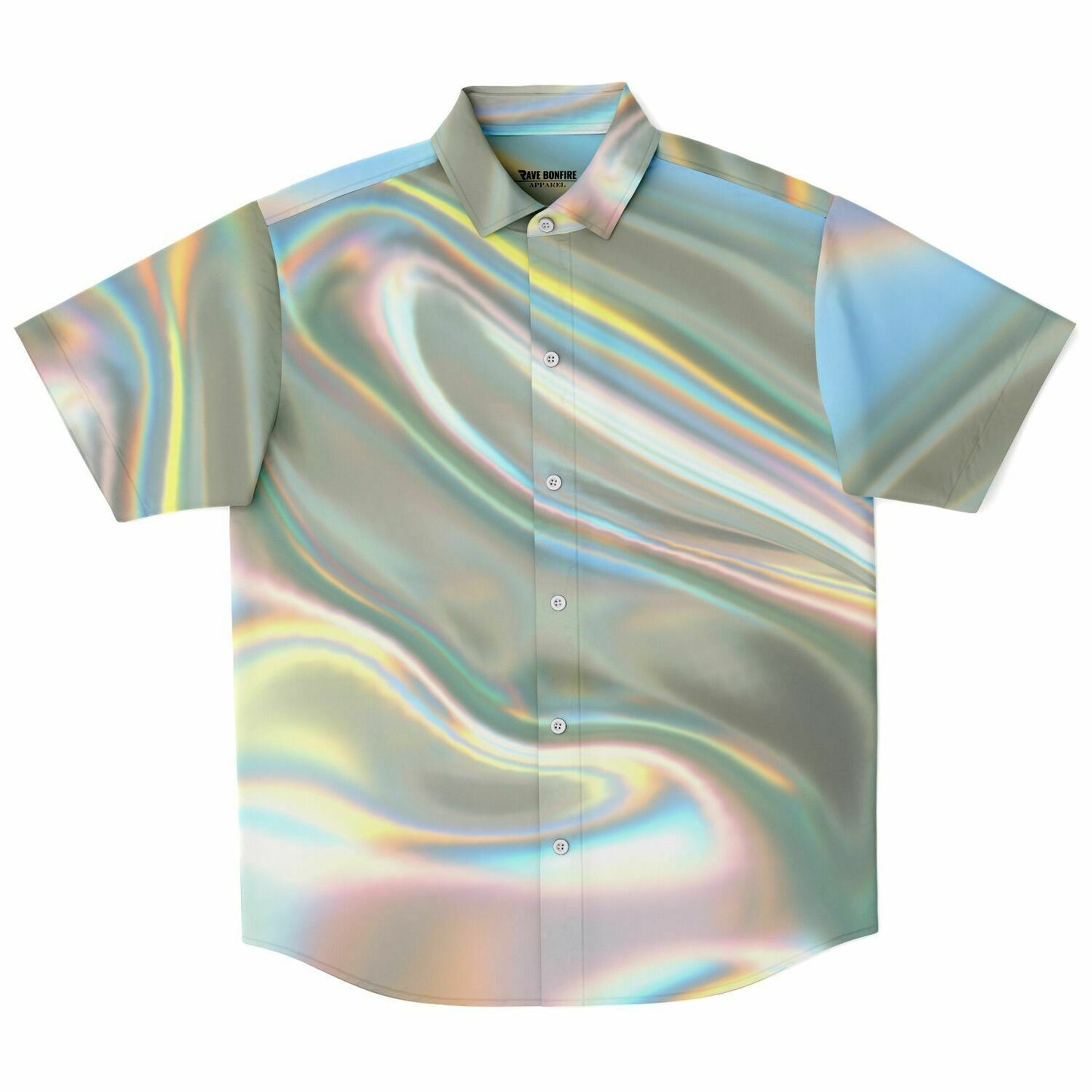 iridescent short sleeve button down shirt