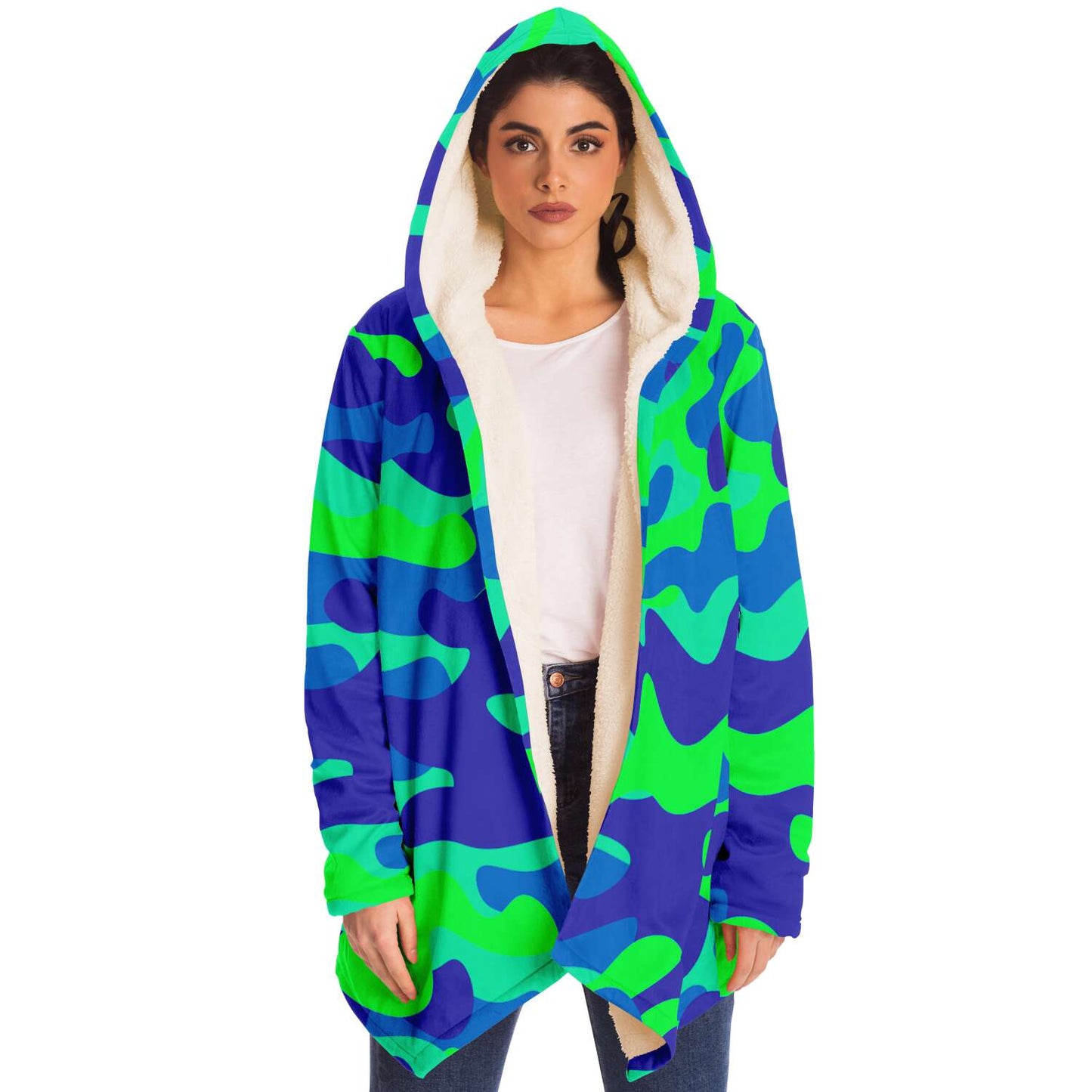 Teal green and blue cloak