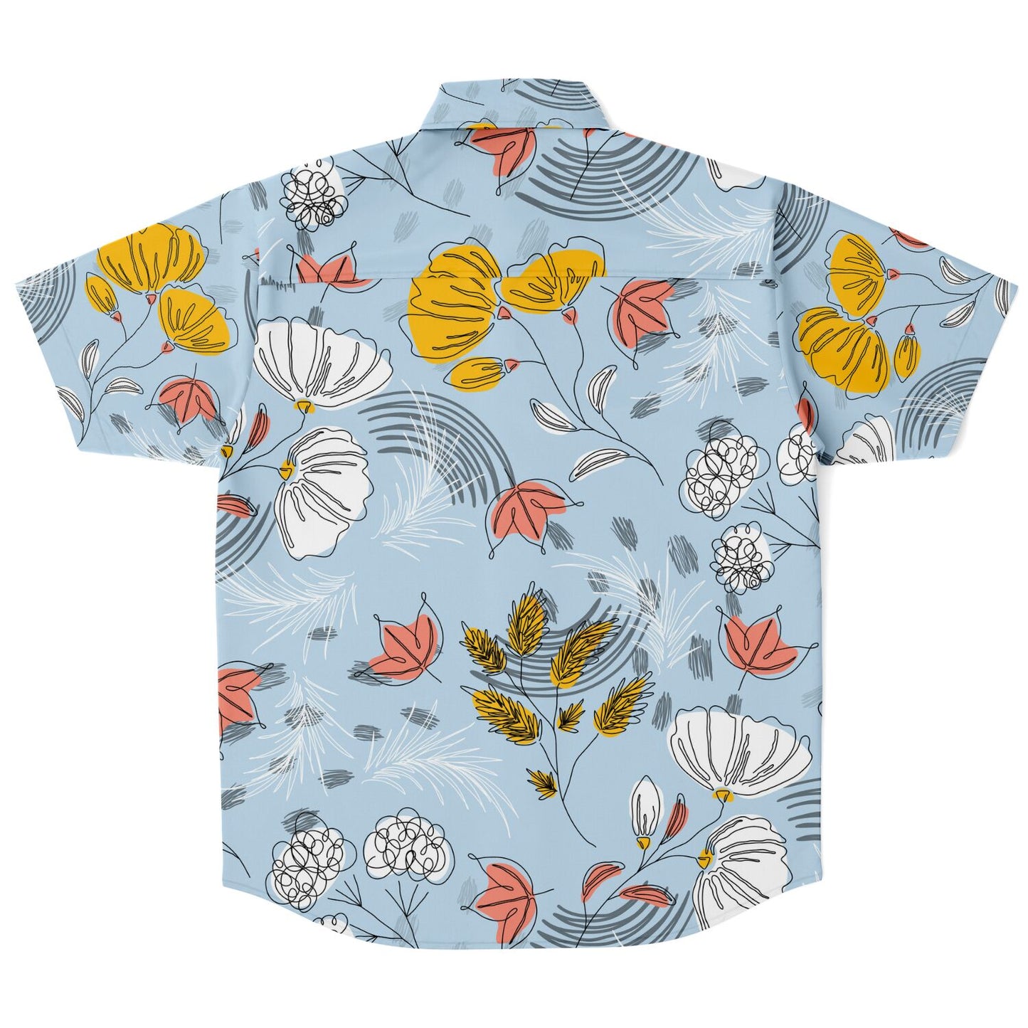 Organic abstract flowers short sleeve button down shirt
