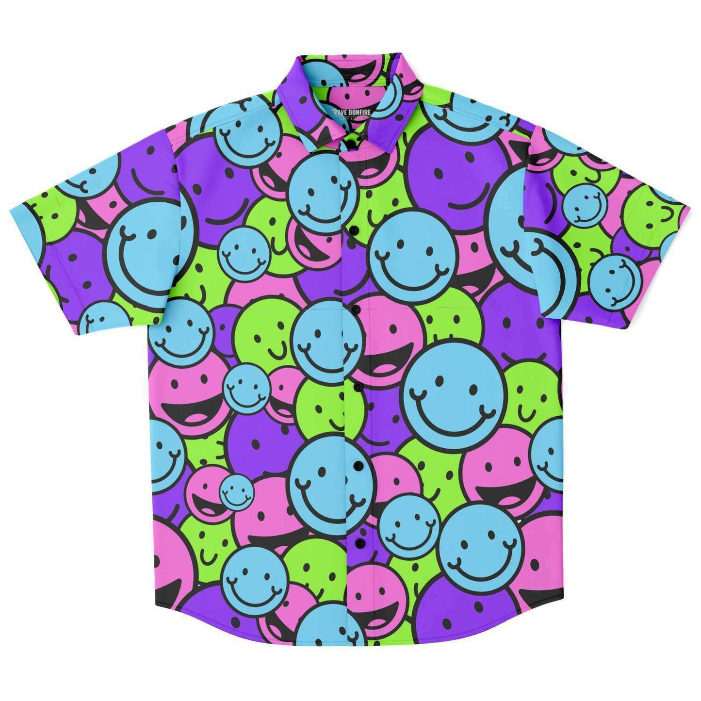 Smiley faces short sleeve button down shirt
