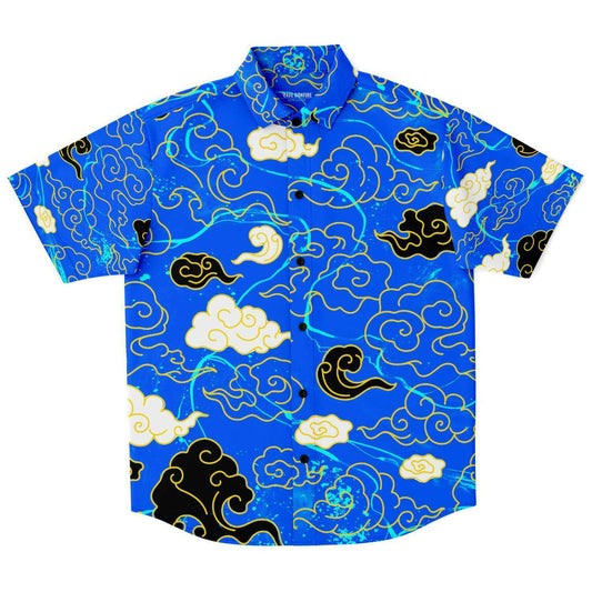 Chinese clouds  short sleeve button down shirt