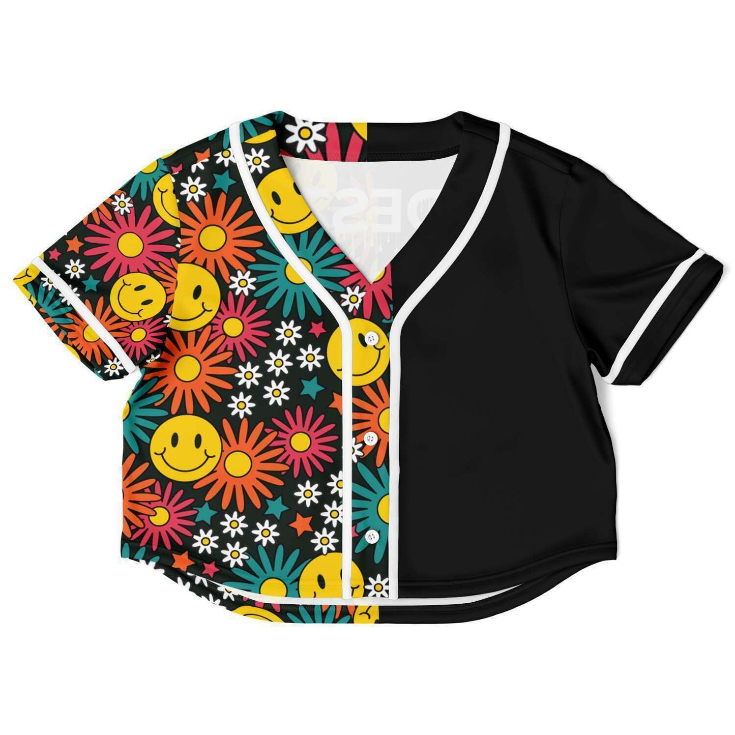 Smiley flower odesza crop jersey