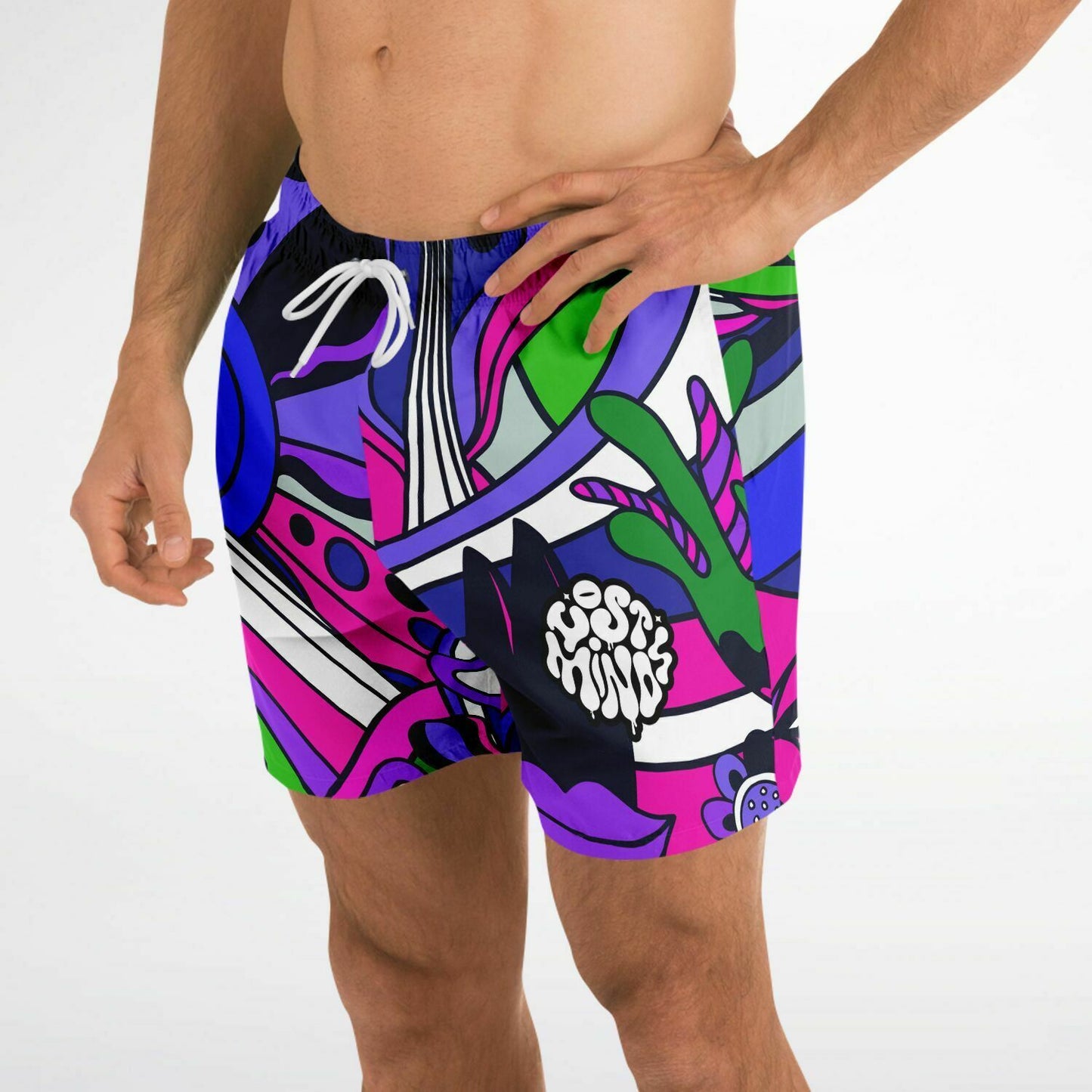 Lost minds shorter-length swim trunks