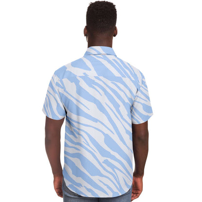 Blue sky zebra  short sleeve button down shirt
