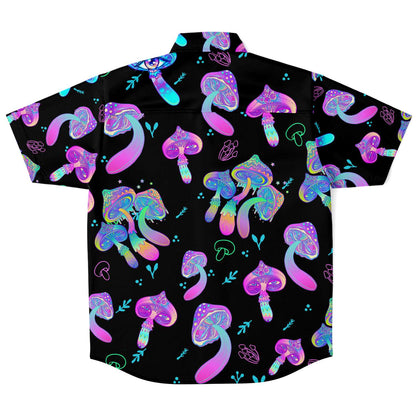 Magic Mushrooms short sleeve button down shirt
