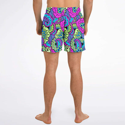 Colorful paisley swim trunks
