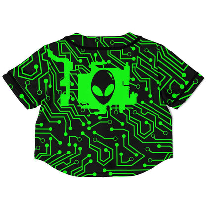 Alienator Motherboard circuit crop top baseball jersey