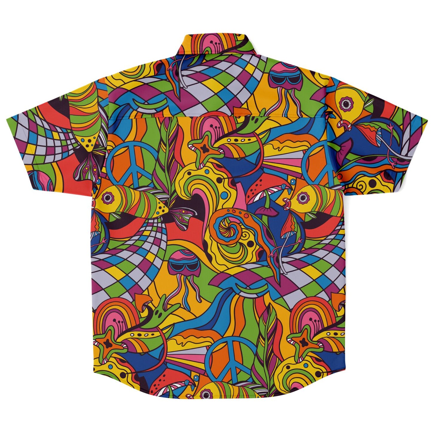 Colorful trippy short sleeve button down shirt
