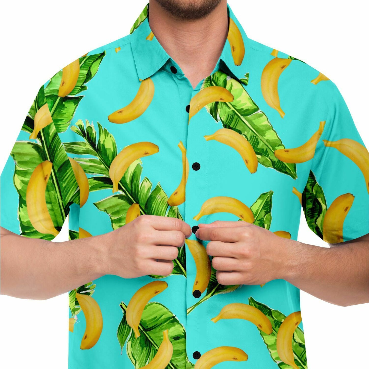 Bananas leaves short sleeve button down shirt