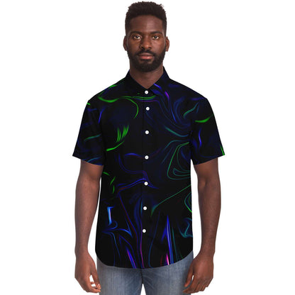 Colorful liquid short sleeve button down shirt