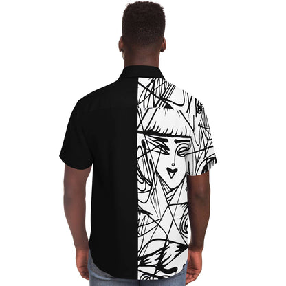 Faceless short sleeve button down shirt