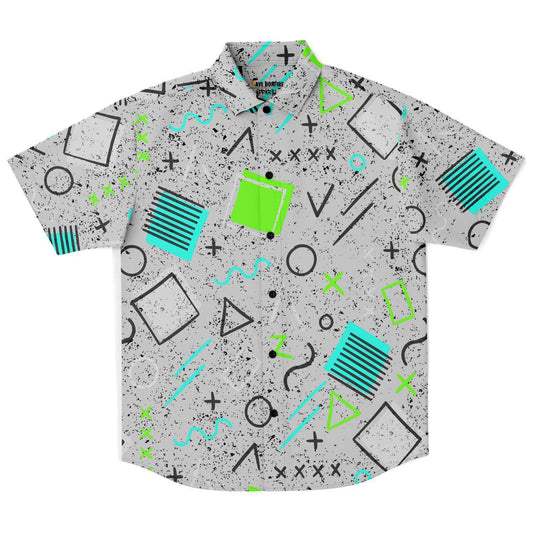 Geometric short sleeve button down shirt