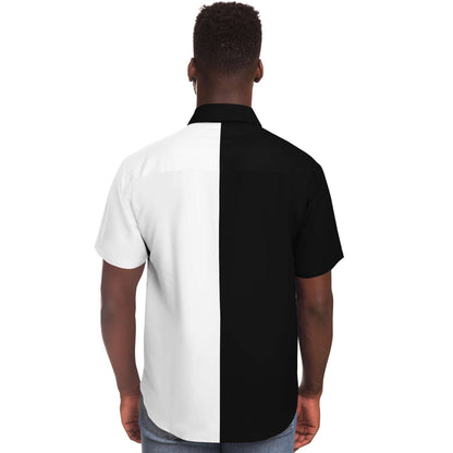 B&W divided short sleeve button down shirt