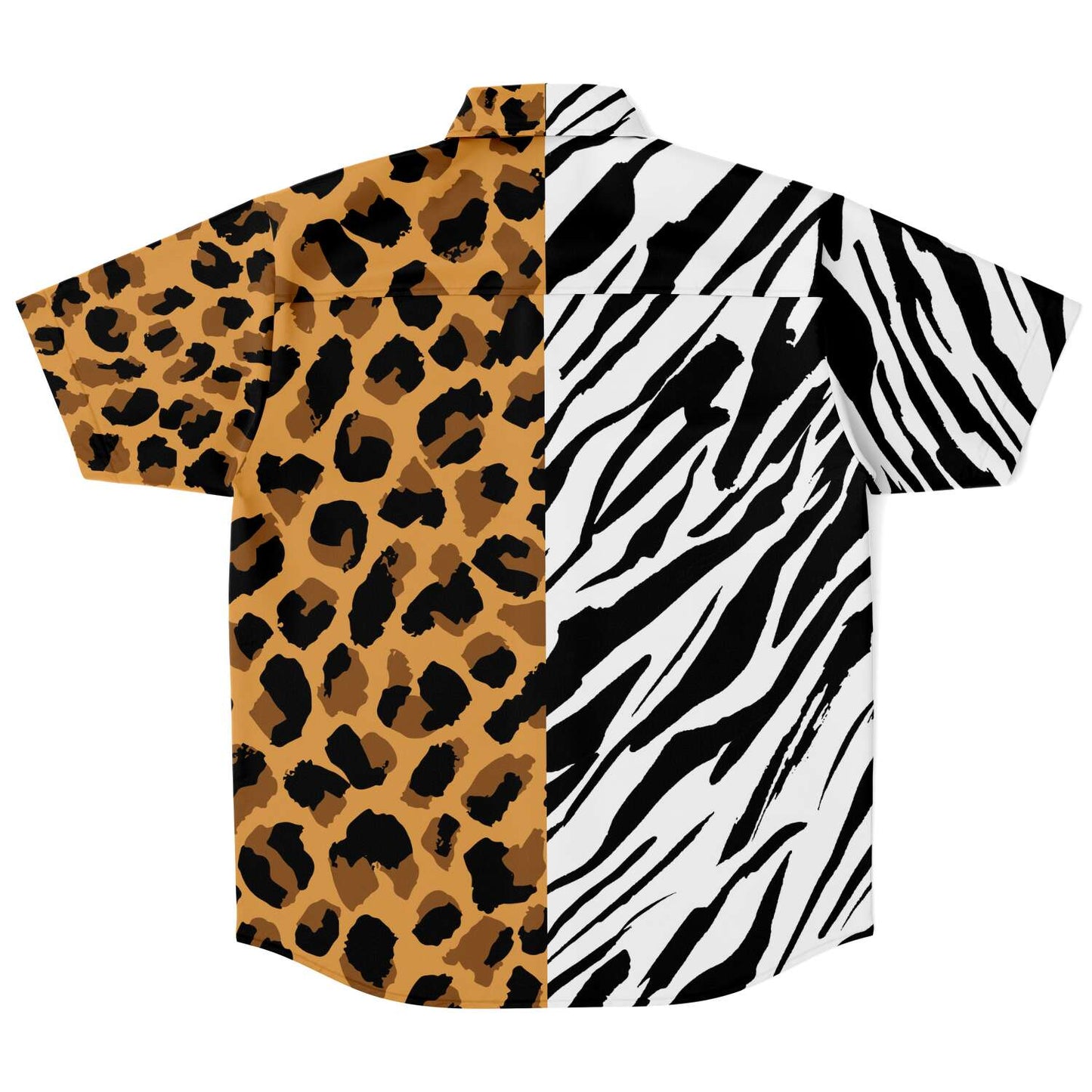 Leopard zebra short sleeve button down shirt