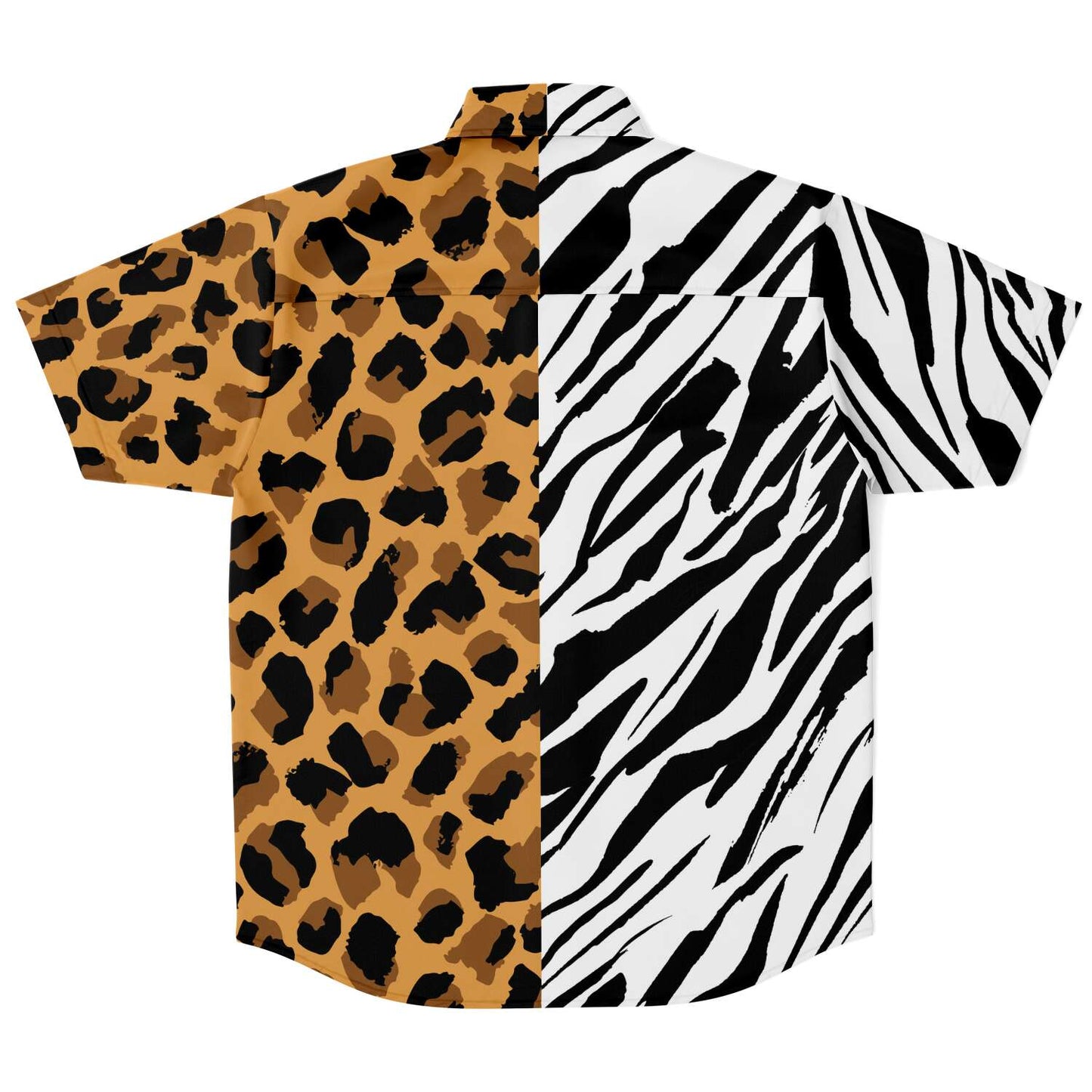 Leopard zebra short sleeve button down shirt