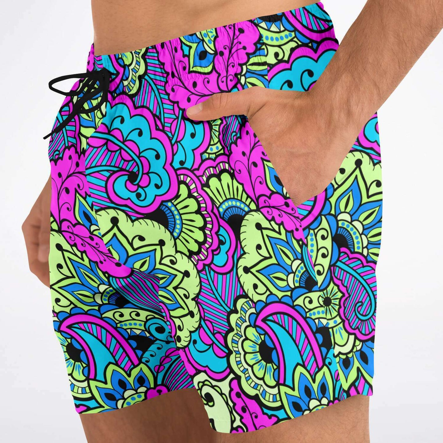 Colorful paisley swim trunks