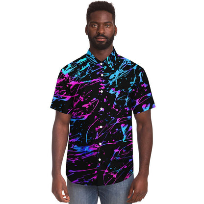 Splattered short sleeve button down shirt