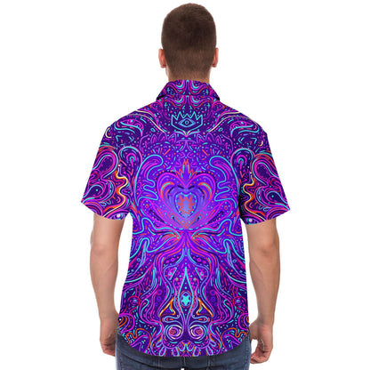 Trippy psychedelic short sleeve down shirt