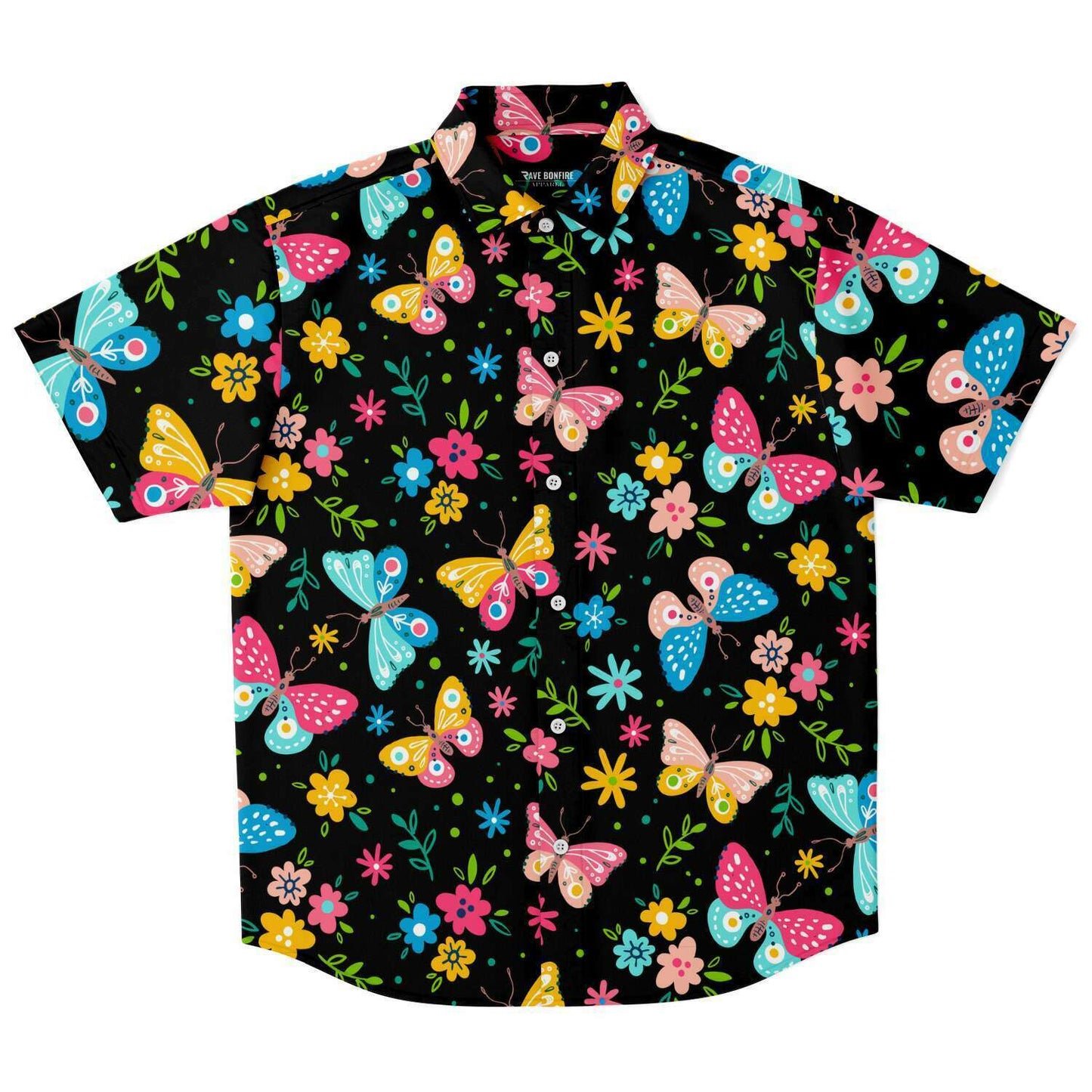 Butterflies effect short sleeve button down shirt