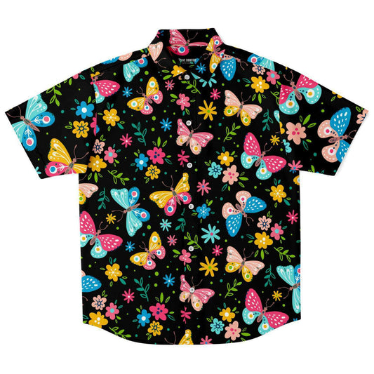 Butterflies effect short sleeve button down shirt