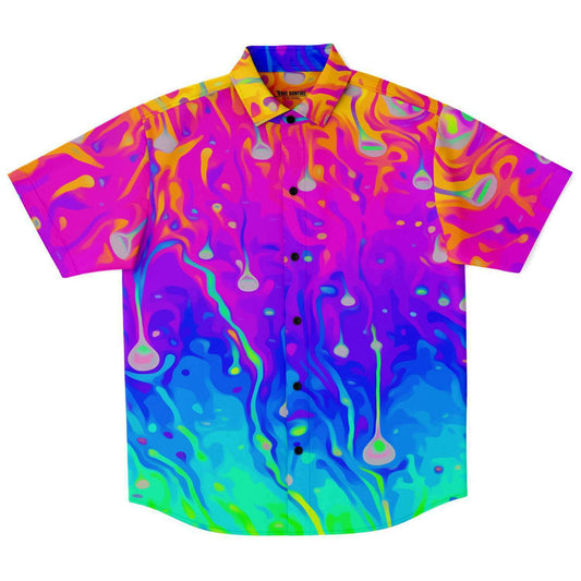 Trippy  rainbow  short sleeve button down shirt