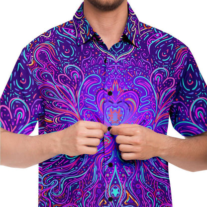 Trippy psychedelic short sleeve down shirt