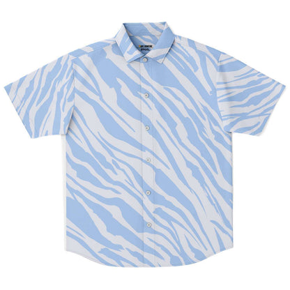 Blue sky zebra  short sleeve button down shirt