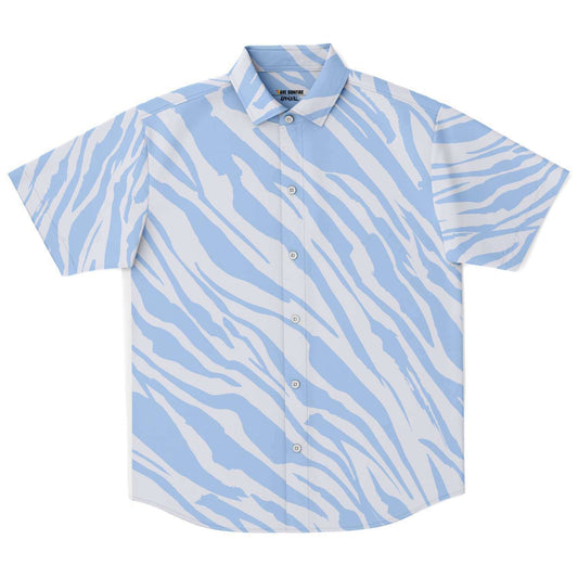Blue sky zebra  short sleeve button down shirt