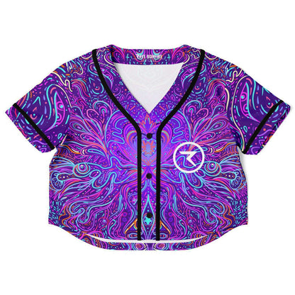 Trippy psychedelic crop top baseball jersey